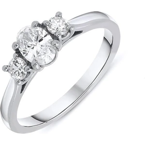C W Sellors Diamond Jewellery Platinum 0.58ct Diamond Oval Cut Trilogy Ring - Platinum