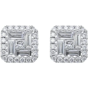 C W Sellors Diamond Jewellery 18ct White Gold 1.46ct Diamond Baguette Cut Stud Earrings - Option1 Value / White Gold