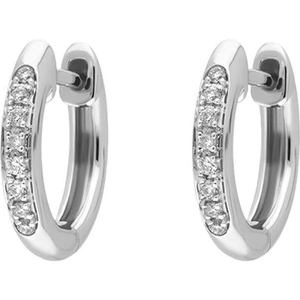 C W Sellors Diamond Jewellery 18ct White Gold Diamond Small Hoop Earrings