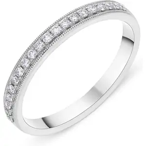 C W Sellors Diamond Jewellery Platinum 0.13ct Diamond Millgrain Edge Half Eternity Ring