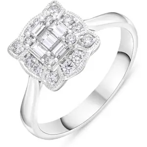 C W Sellors Diamond Jewellery 18ct White Gold 0.46ct Diamond Mixed Cut Vintage Style Cluster Ring