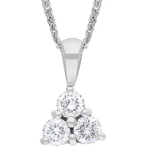 C W Sellors Diamond Jewellery 18ct White Gold Diamond Three Stone Pendant Necklace