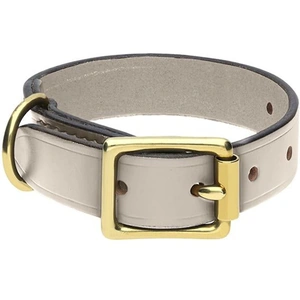 C W Sellors Chatsworth The Dog Grey English Leather Brass Buckle 2cm Collar - Medium 30-40cm