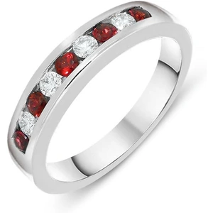 C W Sellors Precious Gemstones 18ct White Gold Ruby and Diamond Channel Set Half Eternity Ring