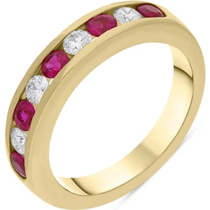 C W Sellors Precious Gemstones 18ct Yellow Gold 0.64ct Ruby Diamond Half Eternity Ring