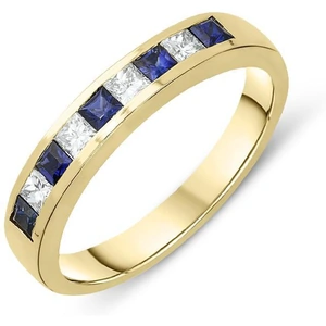 C W Sellors Precious Gemstones 18ct Yellow Gold 0.29ct Sapphire Diamond Half Eternity Ring