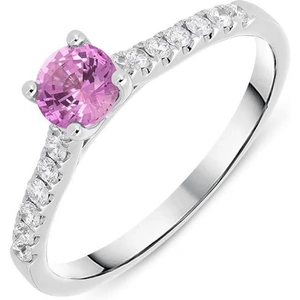 C W Sellors Precious Gemstones 18ct White Gold 0.47ct Pink Sapphire Diamond Round Ring