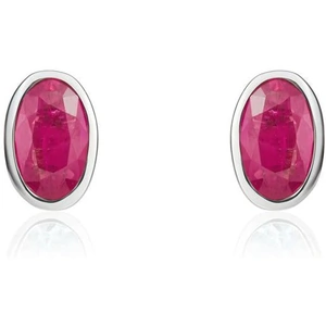 Gemondo 9ct White Gold 1.13ct Genuine Ruby 4 Claw Set Oval Stud Earrings 6x4mm 