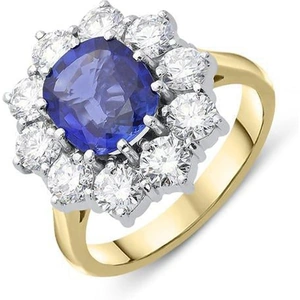 C W Sellors Precious Gemstones 18ct Yellow Gold 1.96ct Sapphire Diamond Oval Cluster Ring - N