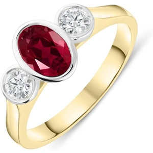 C W Sellors Precious Gemstones 18ct Yellow Gold 1.26ct Ruby Diamond Trilogy Ring - O