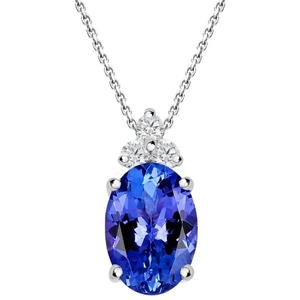 C W Sellors Precious Gemstones 18ct White Gold 0.71ct Tanzanite Diamond Oval Cut Necklace D