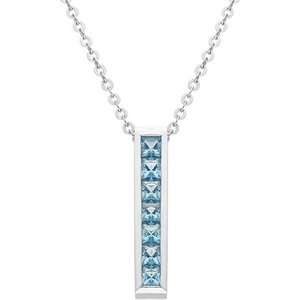 C W Sellors Precious Gemstones 9ct White Gold Blue Topaz Seven Stone Princess Cut Necklace - Default Title / White Gold