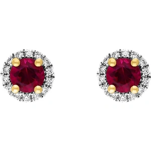 C W Sellors Precious Gemstones Platinum 0.83ct Ruby Diamond Cluster Round Stud Earrings - Silver