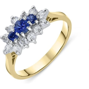 C W Sellors Precious Gemstones 18ct Yellow Gold Sapphire Diamond Brilliant Cut Cluster Ring