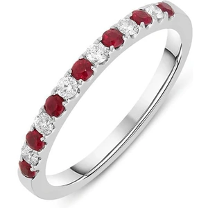 C W Sellors Precious Gemstones 18ct White Gold 0.27ct Ruby Diamond Half Eternity Ring