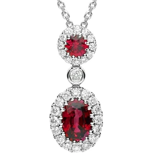 C W Sellors Precious Gemstones 18ct White Gold 0.72ct Ruby and Diamond Necklace