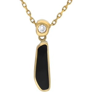 C W Sellors 18ct Yellow Gold Whitby Jet and Diamond Unique Organic Stick Necklace