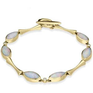 C W Sellors 18ct Yellow Gold Opal Diamond Marquise Link Bracelet