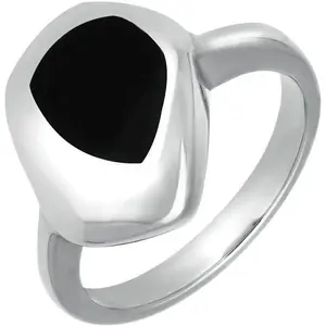 C W Sellors Sterling Silver Whitby Jet Freeform Pentagon Shape Ring