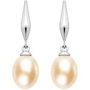 C W Sellors Sterling Silver Pearl Peach Drop Earrings