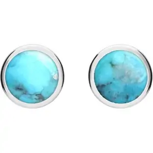 C W Sellors Sterling Silver Turquoise Round Stud Earrings