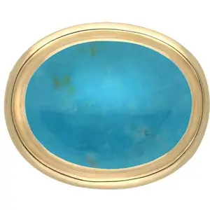 C W Sellors 9ct Yellow Gold Turquoise Classic Framed Oval Brooch