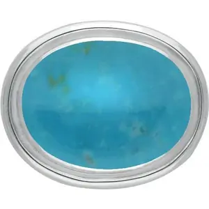 C W Sellors Sterling Silver Turquoise Classic Framed Oval Brooch