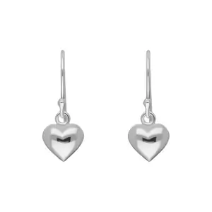 C W Sellors Sterling Silver Heart Drop Hook Earrings