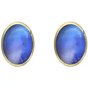 C W Sellors 9ct Yellow Gold Moonstone 7 x 5mm Classic Small Oval Stud Earrings