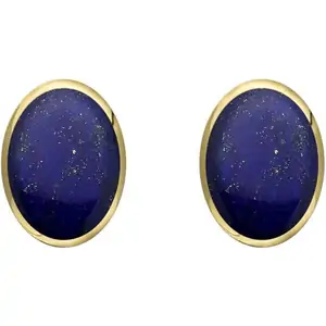 C W Sellors 9ct Yellow Gold Lapis Lazuli 8 x 6mm Classic Medium Oval Stud Earrings