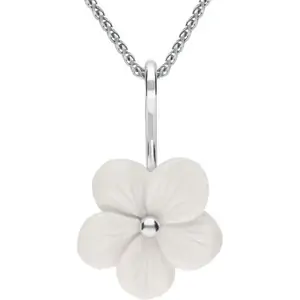 C W Sellors Sterling Silver White Agate Tuberose 20mm Pansy Necklace