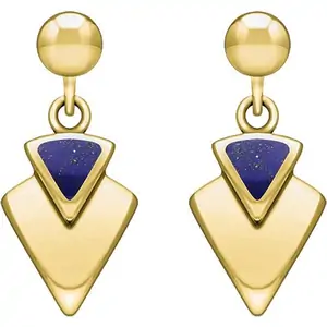 C W Sellors 9ct Yellow Gold Lapis Lazuli Arrowhead Drop Earrings