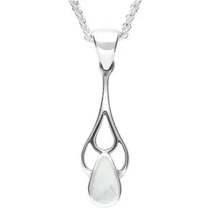 C W Sellors Sterling Silver Mother of Pearl Pear Spoon Necklace
