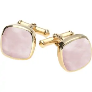 C W Sellors 9ct Yellow Gold Pink Mother Of Pearl Square Cushion Cufflinks