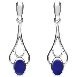 C W Sellors Sterling Silver Lapis Lazuli Spoon Drop Earrings