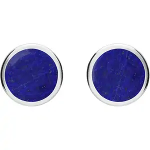 C W Sellors Sterling Silver Lapis Lazuli Round Stud Earrings