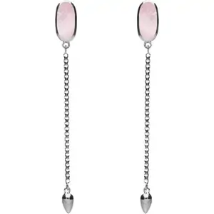 C W Sellors Sterling Silver Pink Mother Of Pearl Lineaire Long Drop Stud Earrings