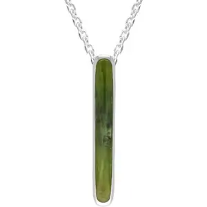 C W Sellors Sterling Silver Jade Lineaire Drop Oval Necklace
