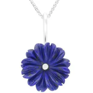 C W Sellors Sterling Silver Lapis Lazuli Tuberose 20mm Daisy Necklace