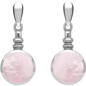 C W Sellors Sterling Silver Pink Mother of Pearl Bottle Top Drop Earrings