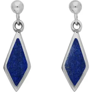 C W Sellors Sterling Silver Lapis Lazuli Dinky Diamond Drop Earrings