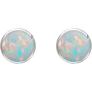 C W Sellors Sterling Silver Opal 6mm Classic Medium Round Stud Earrings