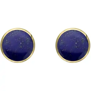 C W Sellors 9ct Yellow Gold Lapis Lazuli 8mm Classic Large Round Stud Earrings