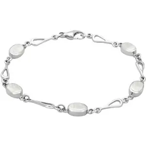 C W Sellors Sterling Silver Mother of Pearl Oval Spoon Link Bracelet