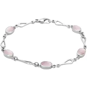 C W Sellors Sterling Silver Pink Mother of Pearl Oval Spoon Link Bracelet