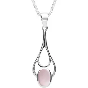 C W Sellors Sterling Silver Pink Mother of Pearl Oval Spoon Necklace
