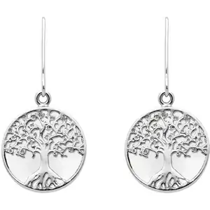 C W Sellors Sterling Silver Bauxite Round Tree of Life Drop Earrings