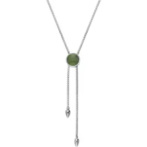C W Sellors Sterling Silver Jade Lineaire Round Stone Adjustable Necklace