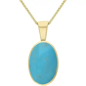 C W Sellors 9ct Yellow Gold Turquoise Oval Necklace