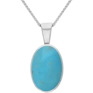C W Sellors 9ct White Gold Turquoise Oval Necklace